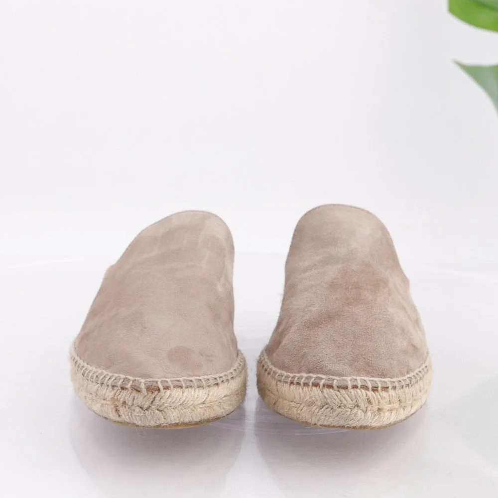 Pinaz Womens Mule Size 37 6 Tan Suede Espadrille Slip On Comfort Shoes Flat